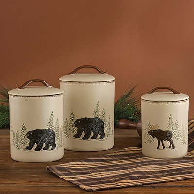 Rustic Beige Ceramic Wildlife Canister Set