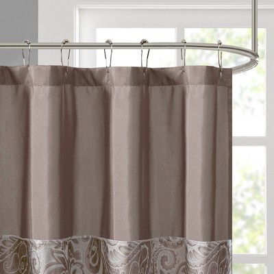 Charlotte Blue and Brown Jacquard Paisley Shower Curtain