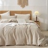 Evo Bytes 3-Piece Minimalist 100% Cotton Duvet Cover Set Breathable Soft Bedding - Queen Duvet Cover - 2 Standard Pillowcases-Beige - 3 of 4