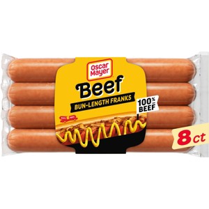 Oscar Mayer Bun-Length Beef Franks Hot Dogs - 15oz/8ct - 1 of 4