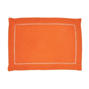 Saro Lifestyle With Hemstitched Border Placemat (Set of 12), 14"x20", Pumpkin - 1 of 4