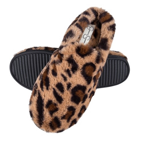 Jessica Simpson Womens Plush Smoking Slipper With Memory Leopard/large : Target