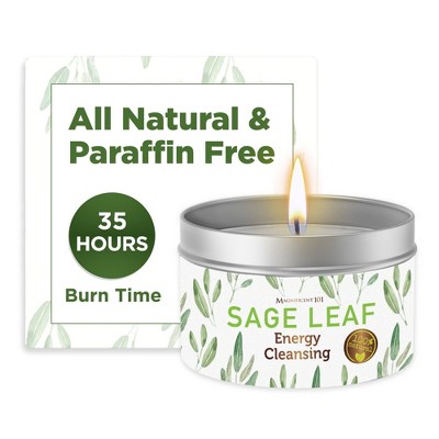 Magnificent 101 Long Lasting Pure White Sage Candle - 6 Oz - 35 Hour Burn Time - All Natural, Paraffin Free Candle to Cleanse