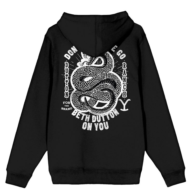 Yellowstone Snake & Quotes Long Sleeve Black Men's Zip-Up Hooded Sweatshirt, 3 of 5
