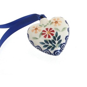 Blue Rose Polish Pottery S111 Manufaktura Heart Ornament - 1 of 2