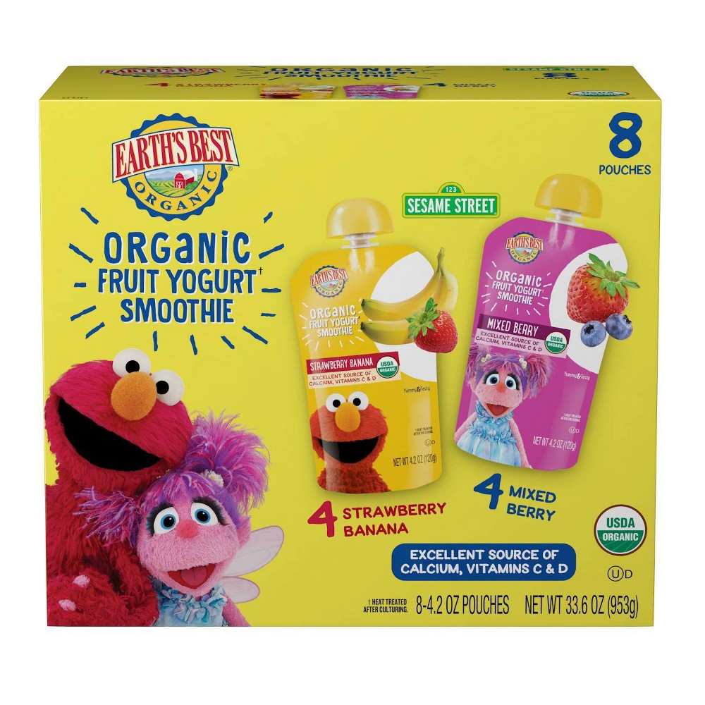 Photos - Baby Food Earth's Best Sesame Street Smoothie Variety Pack Baby Snacks - 33.6oz/8pk