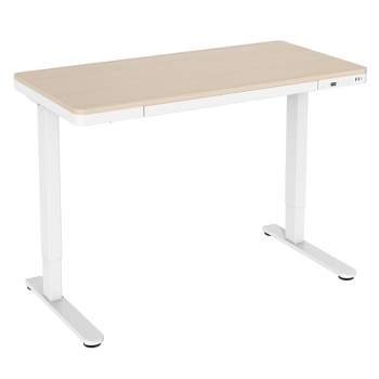 Mount-It! Compact Electric Height Adjustable Desk, Automatic Standing Desk with Ergonomic Height Adjustment from 28.3" to 46.5", USB Ports and Drawer