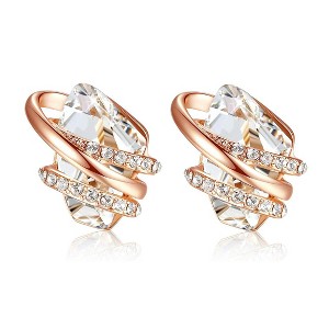 Leafael Wish Stone Stud Earrings with Birthstone Crystals, 18K Rose Gold Plated or Silver-tone - 1 of 4
