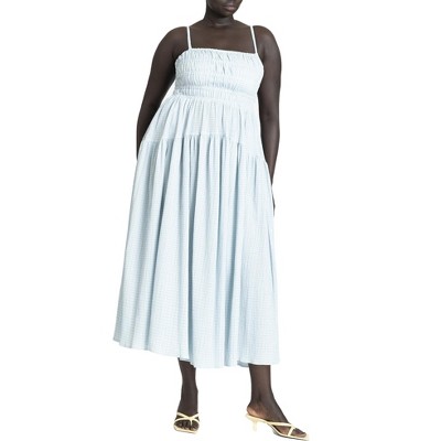 ELOQUII Women's Plus Size Smocked Tiered Maxi Dress