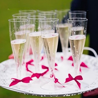 Elegant Clear Disposable Plastic Champagne Flutes, 4"W x 8"H