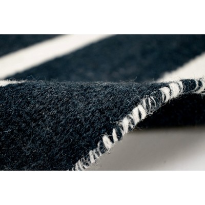 Sleek Serenity Black Stripe 5' x 7' Reversible Synthetic Rug