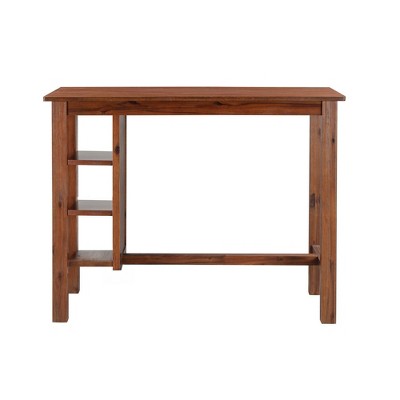Chestnut Reclaimed Wood Counter Height Dining Table with Shelves