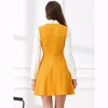 INSPIRE CHIC Women's Elegant Contrast Ruffle Stand Collar Bow Tie Puff Sleeve Office Dress - 3 of 4