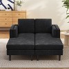 Modern Chaise Lounge Sofa Bed, Chenille Upholstered Sofa Couch Sofa Chaise with Dual-Layer Armrests - ModernLuxe - 2 of 4