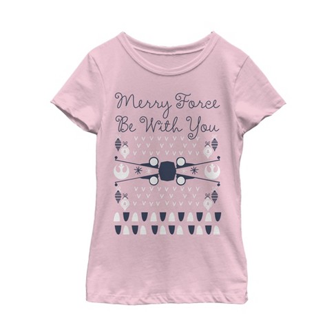 Girl s Star Wars Christmas Force Be With You T shirt Target