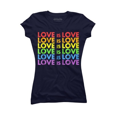 Adult Design By Humans Pride Love is Love By Luckyst T-Shirt - Navy - 2X Large