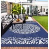 Outdoor Rugs Modern Plastic Straw Rugs, Waterproof Patio Floral Camping Carpet, Reversible Floor Mats for Porch Balcony Beach - 2 of 4