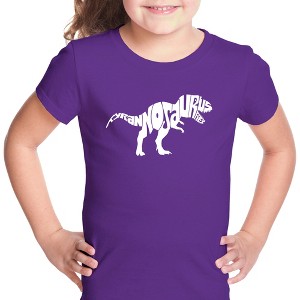 LA Pop Art Girl's Word Art T-shirt - TYRANNOSAURUS REX - 1 of 4