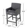 Lyngins Contemporary 26" H Counter Height Bar Stool with Rounded Armrests, Upholstered Counter Stools with Solid Rubberwood H-Frame Base - 4 of 4