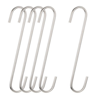 Unique Bargains Carbon Steel Extra Long Multi-purposed S Hooks and Hangers 5 Pcs