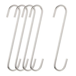 Unique Bargains Carbon Steel Extra Long Multi-purposed S Hooks and Hangers 5 Pcs - 1 of 4