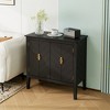 2 Door Wooden Sideboard, Vintage Black Wood Cabinet with Adjustable Shelves, Antique Brass Handles for Living Room - 3 of 4