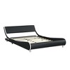 Queen Bed Frame Curve Design Faux Leather Upholstered Platform Bed Easy Assembly Bed Frame With LED Lighting Remote Control Platform Bed - 2 of 4