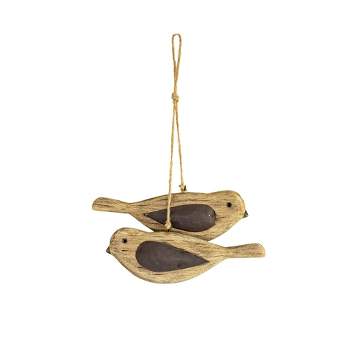 Carved Bird with Pillowed Wings Decorative Accent Brown Wood, Metal & Jute by Foreside Home & Garden