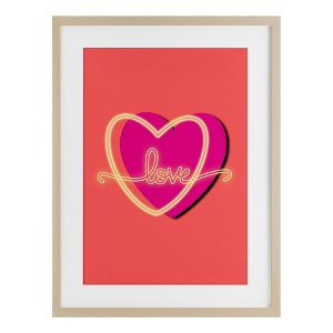 Stupell Industries Love Neon over Heart Framed Print Under Glass Art - 1 of 4
