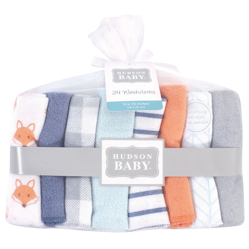 Hudson Baby Infant Boy Rayon from Bamboo Washcloth Bundle, Fox, One Size, 3 of 4