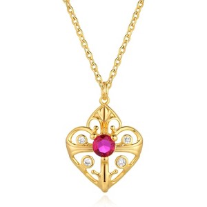 Gold Plated Faith Necklace for Women, Cross Evil Eye & Angel Wing CZ Pendant - 1 of 4