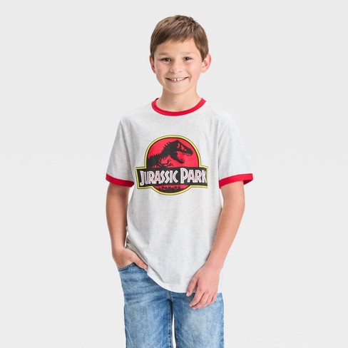Boys' Jurassic World Vintage Ringer Short Sleeve Graphic T-Shirt -  Off-White XS