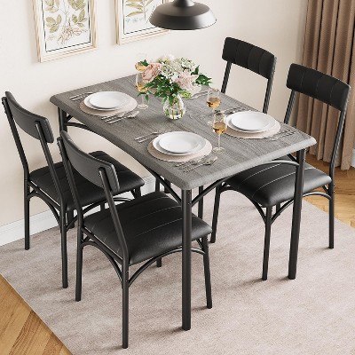 Kitchen Table and Chairs for 4, Dining Table Set for 4 with Upholstered Chairs
