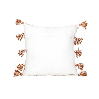 18x18 Inch Rust Plaid Outdoor Throw Pillow with Tassels
