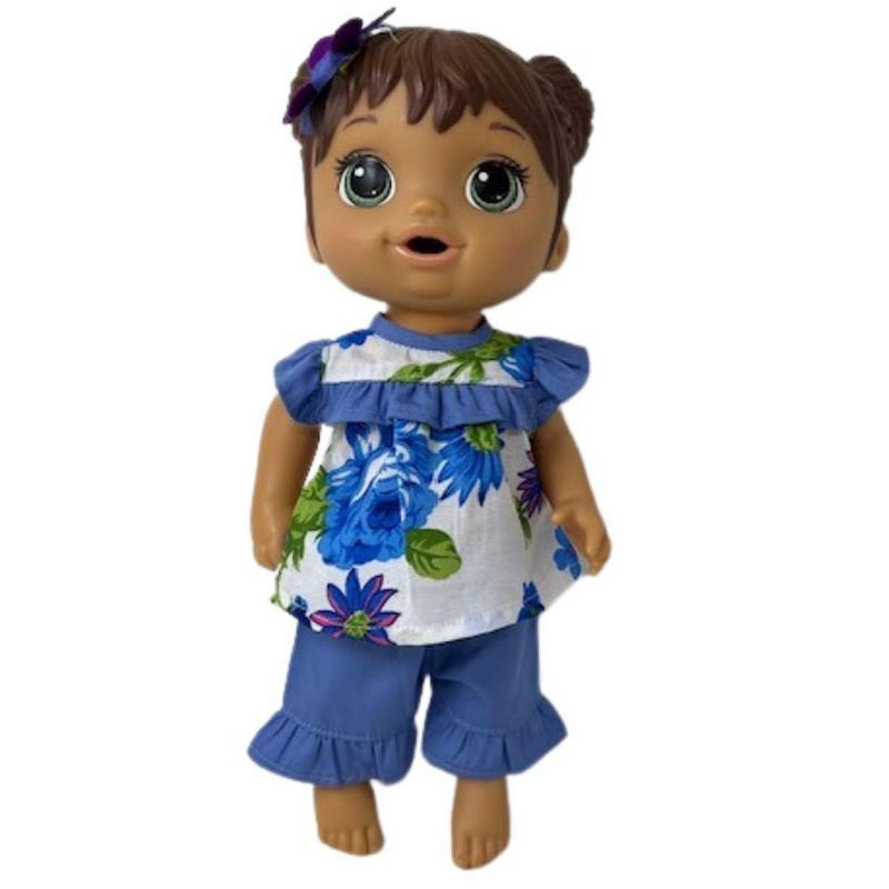 Doll Clothes Superstore Blue Flowers Shorts Fits 12 Inch Baby Alive And Little Baby Dolls, 2 of 5