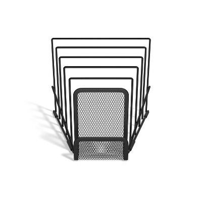 Matte Black 6-Compartment Metal Mesh Letter Holder