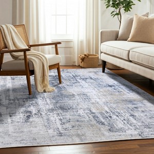 Delara Machine Washable Area Rug, Soft & Durable, Non-Slip Rug for High Traffic Areas, Grey/Beige - 1 of 4