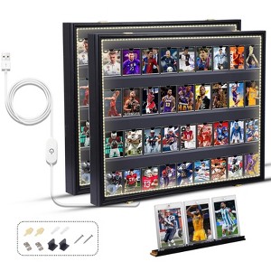 MUKE Lockable LED Graded Sports Card Display Case with 98% UV Protection, Clear Acrylic Wall Mount for Baseball, Football & Trading Cards - 1 of 4