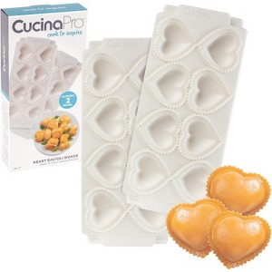 CucinaPro Heart Ravioli Molds (2 PK)- Homemade Filled Pasta Maker- 2 Piece Tray & Press makes 8 Stuffed Raviolis at a Time, Easy to Use and Clean - 1 of 4