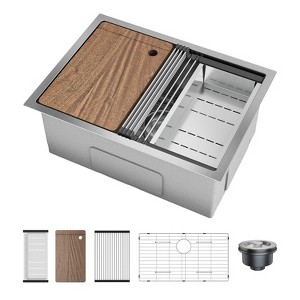 Undermount Kitchen Sink, 16 Gauge Stainless Steel Single Bowl Sink with ...