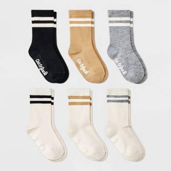 Toddler 6pk Striped Neutral Varsity Crew Socks - Cat & Jack™