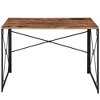 VECELO 39 in. Folding Computer Desk with USB Charging Port, Writing Desk with Storage Bag, Sturdy Steel Laptop Table for Office or Bedroom, Brown - 2 of 4