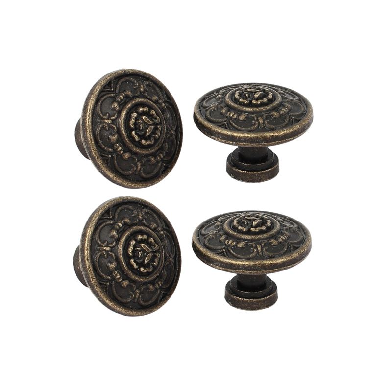Unique Bargains Drawer Dresser Cabinet Single Hole Screw Mounted Pull Handle Knobs 1.2"x0.87" Bronze Tone 4 Pcs, 3 of 5