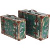 Vintiquewise Set of 2 European Landmarks Vintage Wooden Luggage with Leather Straps and Handle - 3 of 4