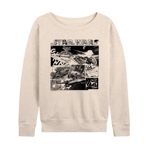 Women's - Star Wars - Comic Panel Lightweight French Terry Wide Neck Long Sleeve Shirt - 1 of 4