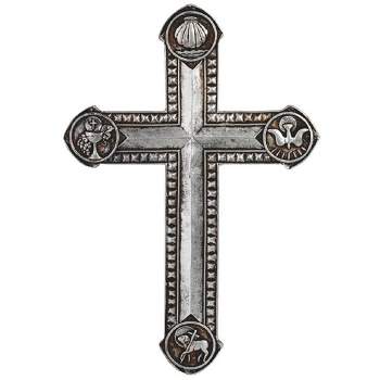 FC Design 7.5"H Decorative Cross in Silver Religious Sculpture Wall Decoration - Silver