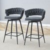 Lirago Two Sets of Swivel Bar Stools with Cotton-Linen Cushions & Electroplated Metal Frames-Rotatable Design - 2 of 4