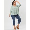 Agnes Orinda Women's Plus Size V Neck Babydoll 3/4 Lantern Sleeve Casual Floral Flowy Blouses - 2 of 4