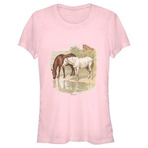 Juniors Womens Lost Gods Retro Horses Portrait T-Shirt - 1 of 4