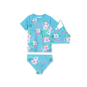 Lands' End Kids Chlorine Resistant Short Sleeve Rash Guard Swim Top and Bikini Set - 1 of 2